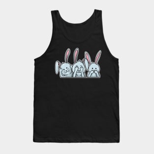 Hear See Speak no evil rabbits happy easter 2021 bunnies Tank Top